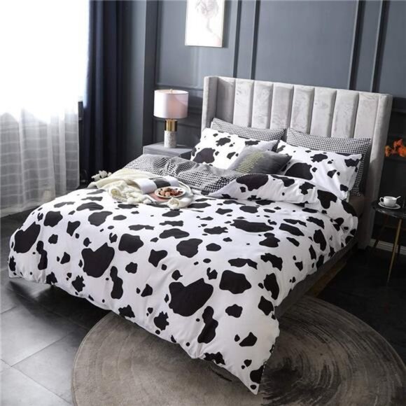 Bedding Set Cow Print Duvet Cover Black White Comforter Cover MilkCow Bedspreads - Picture 2 of 8